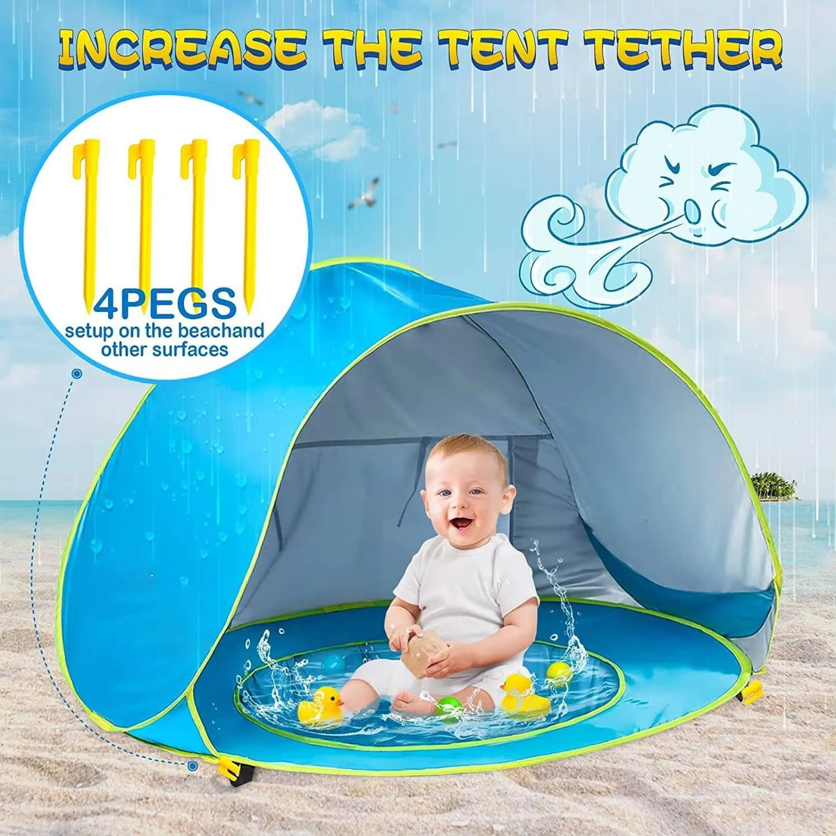 Baby Beach Tent UPF 50 Pop-Up & Splash Pool