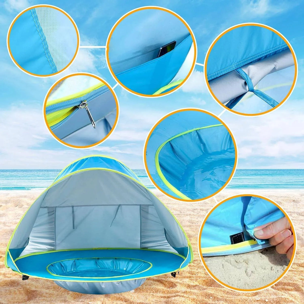 Baby Beach Tent UPF 50 Pop-Up & Splash Pool