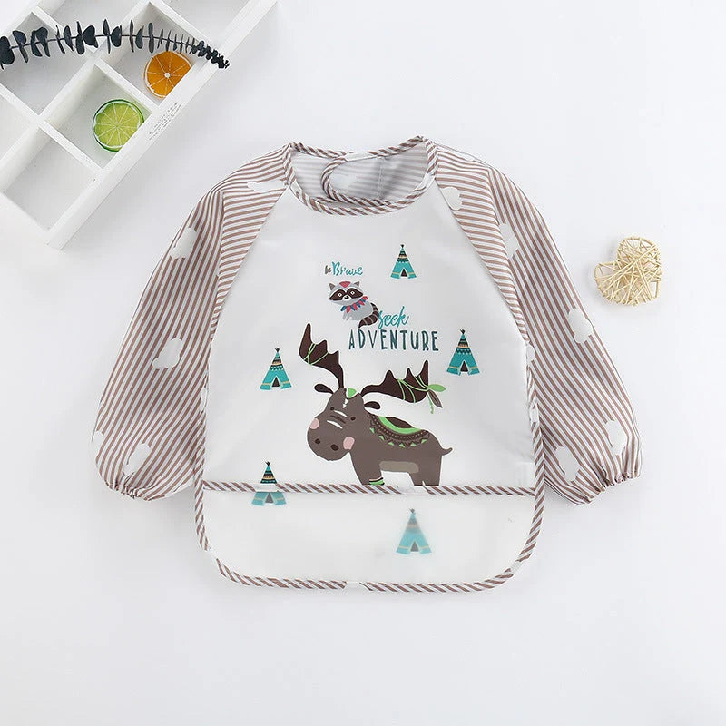 Baby Bib Long-Sleeve Waterproof Adjustable Tie Closure