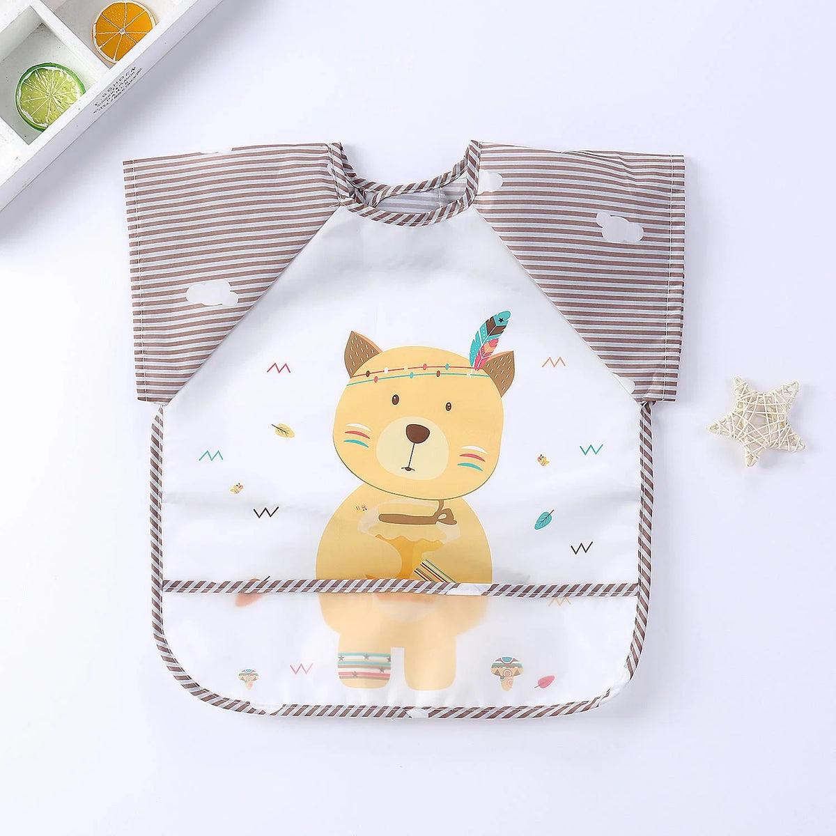 Baby Bib Long-Sleeve Waterproof Adjustable Tie Closure