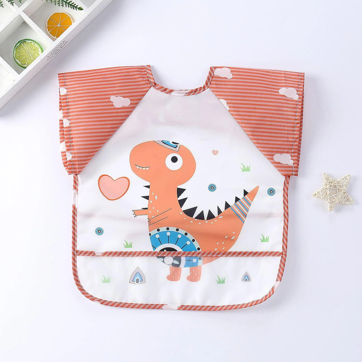 Baby Bib Long-Sleeve Waterproof Adjustable Tie Closure