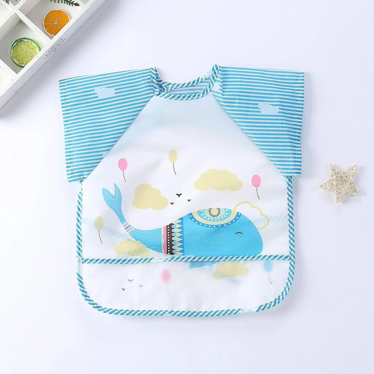 Baby Bib Long-Sleeve Waterproof Adjustable Tie Closure