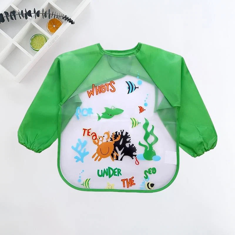 Baby Bib Long-Sleeve Waterproof Adjustable Tie Closure