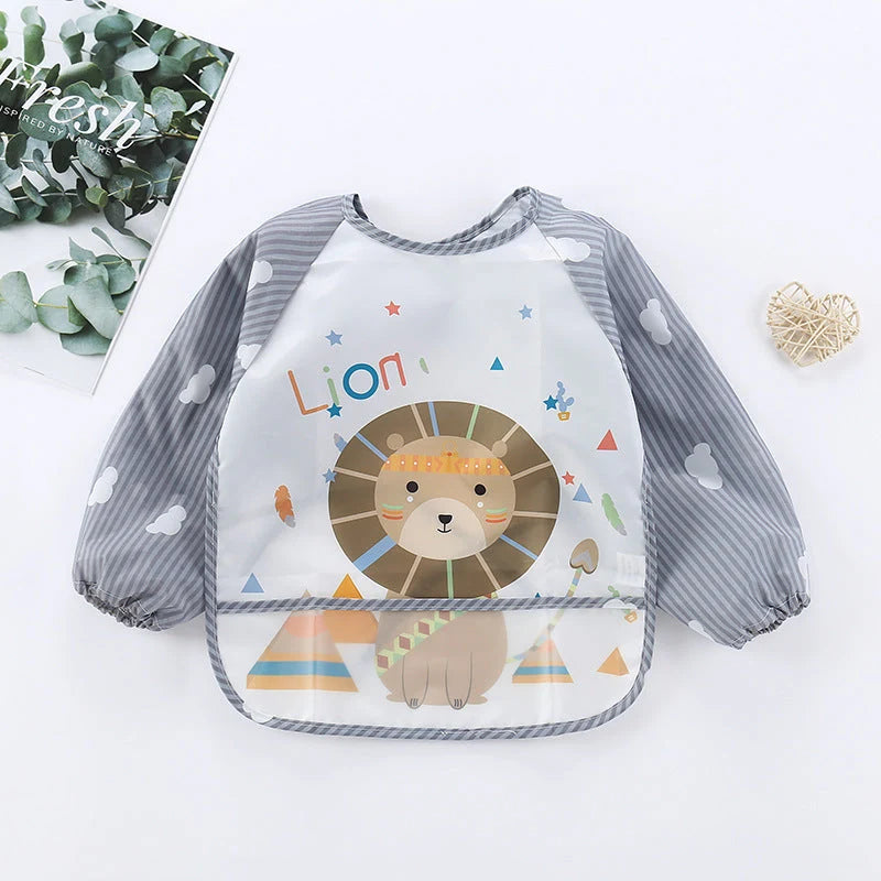 Baby Bib Long-Sleeve Waterproof Adjustable Tie Closure