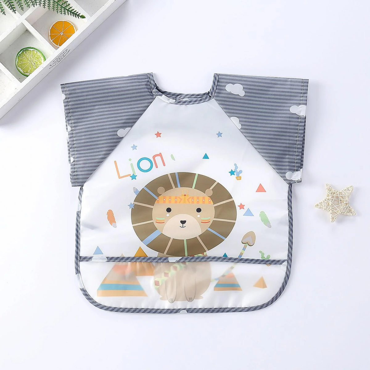 Baby Bib Long-Sleeve Waterproof Adjustable Tie Closure