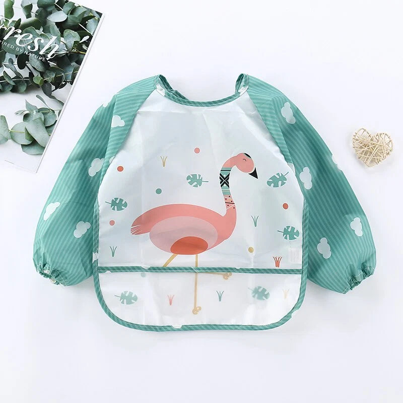 Baby Bib Overall Waterproof Long-Sleeve Easy-Clean
