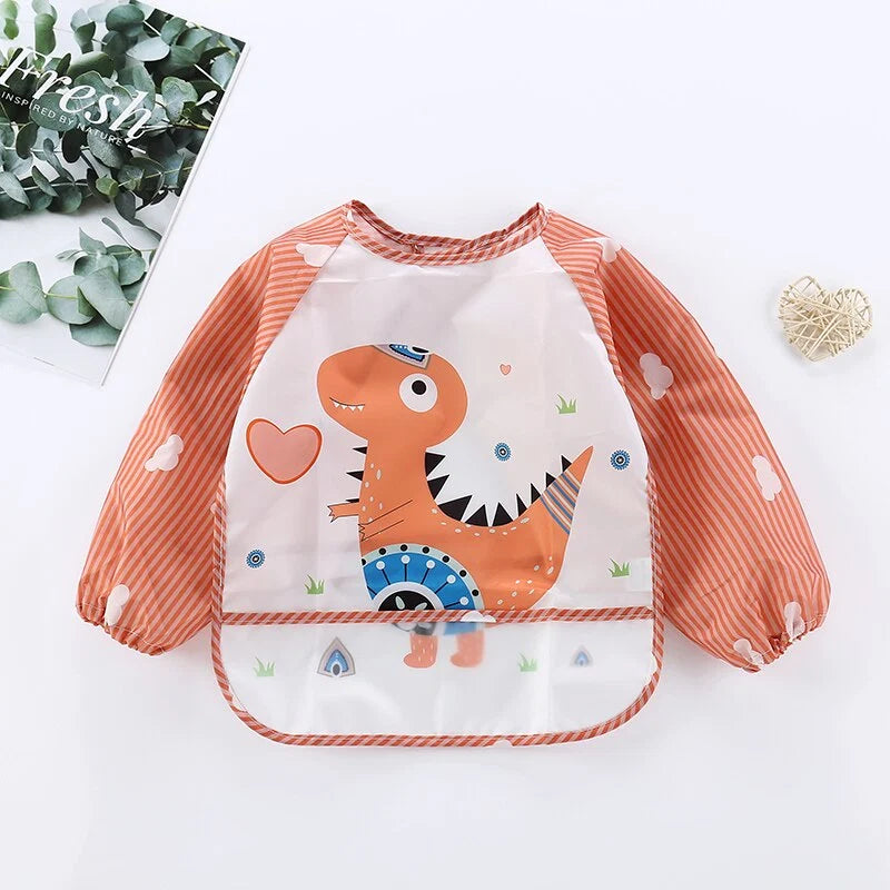 Baby Bib Overall Waterproof Long-Sleeve Easy-Clean