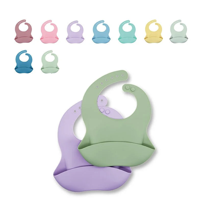 Baby Bib Waterproof Silicone Adjustable Closure Animal Print