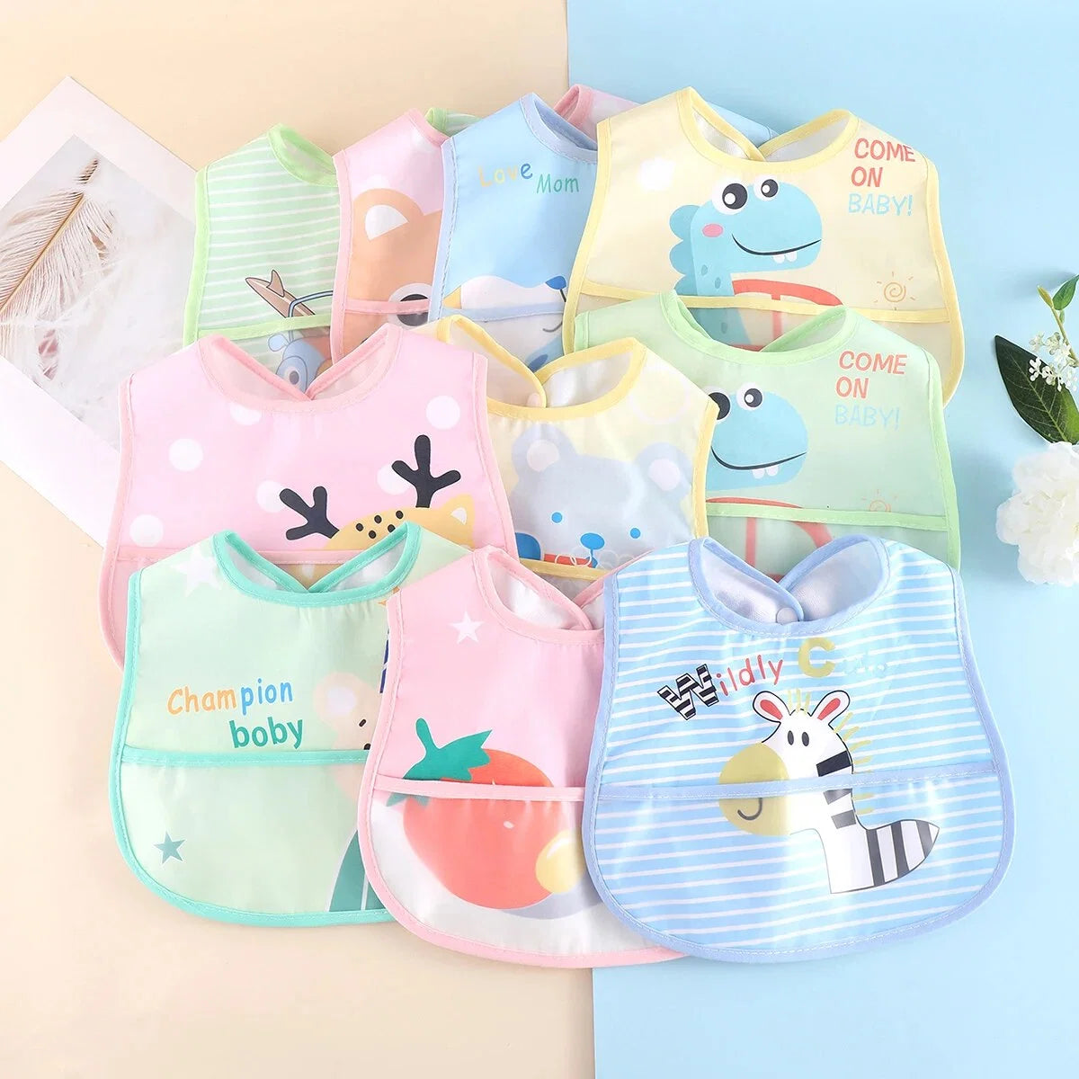 Baby Bibs Waterproof & Adjustable Set of 5