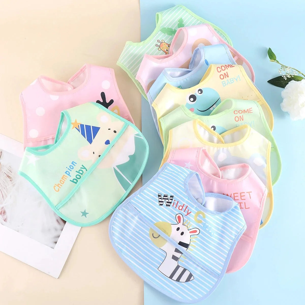 Baby Bibs Waterproof & Adjustable Set of 5