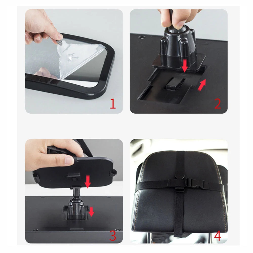 Baby Car Mirror 360° Rotating Shatterproof Tool-Free Install