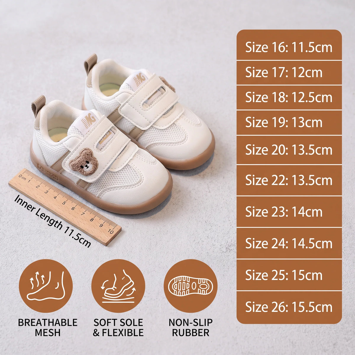 Baby First Walker Shoes Flexible Non-Slip Sole & Adjustable Closure