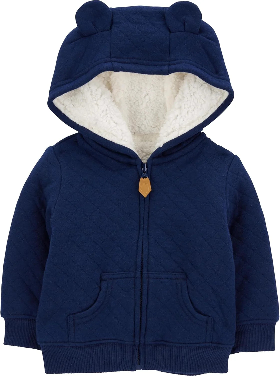 Baby Hoodie Sherpa-Lined 100% Cotton Zip Front