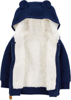 Baby Hoodie Sherpa-Lined 100% Cotton Zip Front