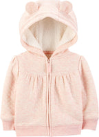 Baby Hoodie Sherpa-Lined 100% Cotton Zip Front