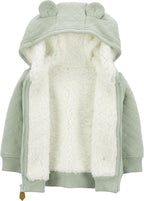 Baby Hoodie Sherpa-Lined 100% Cotton Zip Front