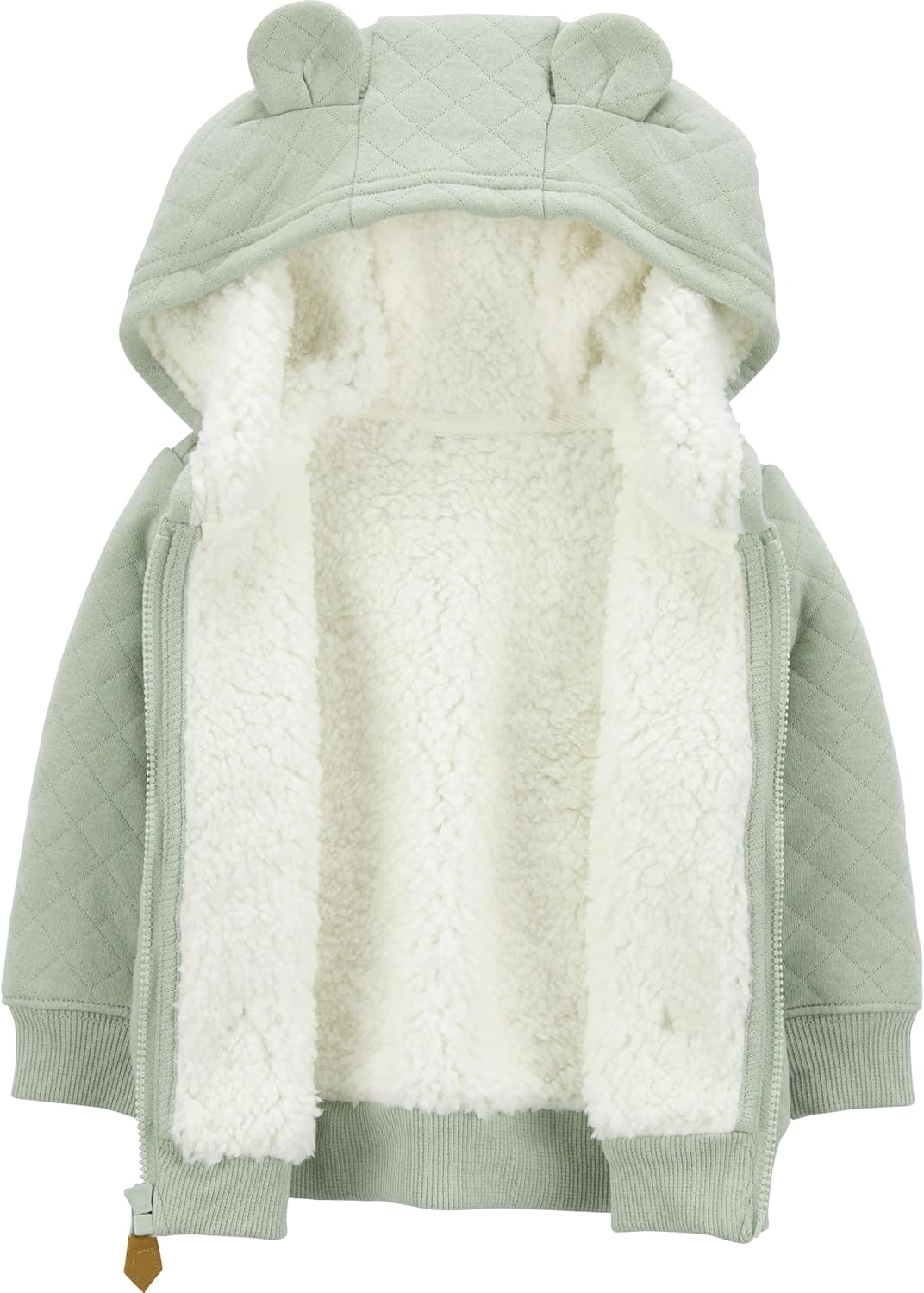 Baby Hoodie Sherpa-Lined 100% Cotton Zip Front