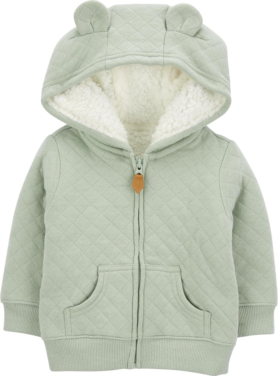 Baby Hoodie Sherpa-Lined 100% Cotton Zip Front