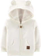 Baby Hoodie Sherpa-Lined 100% Cotton Zip Front