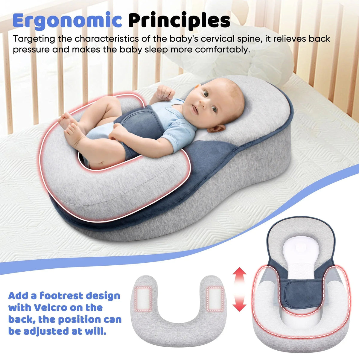 Baby Lounger Anti-Reflux Adjustable Incline Breathable Mesh
