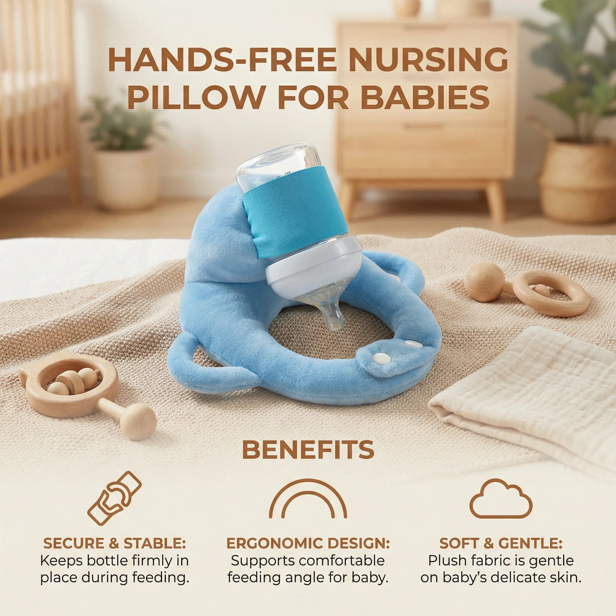 Baby Nursing Pillow Curved Bottle Holder Breathable Mesh
