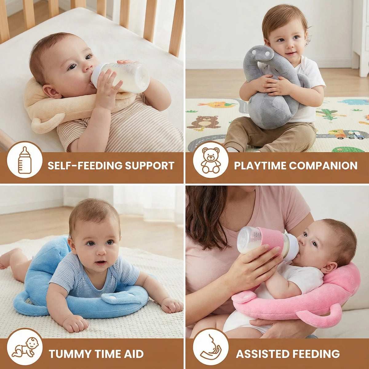 Baby Nursing Pillow Curved Bottle Holder Breathable Mesh