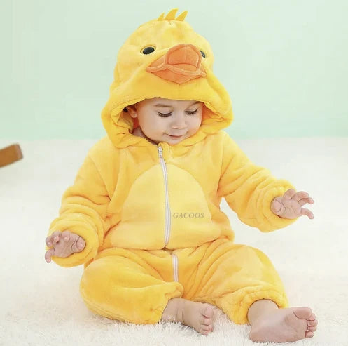 Baby Onesie Soft Cotton-Poly Blend Hooded Front Zipper