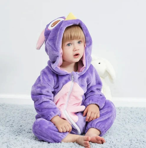 Baby Onesie Soft Cotton-Poly Blend Hooded Front Zipper
