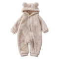 Baby Onesie Soft Flannel Zip Closure Bear Ears