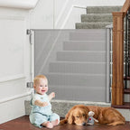 Baby & Pet Gate Retractable One-Handed 55 In