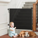 Baby & Pet Gate Retractable One-Handed 55 In