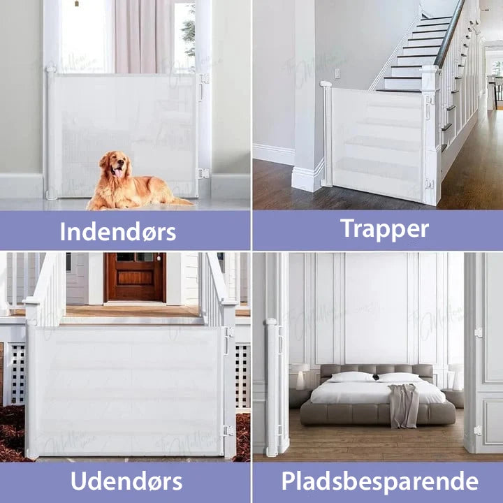 Baby & Pet Gate Retractable One-Handed 55 In