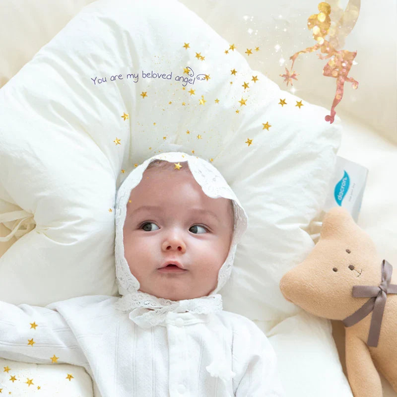 Baby Pillow Ergonomic Head & Neck Support Breathable Cotton Cover