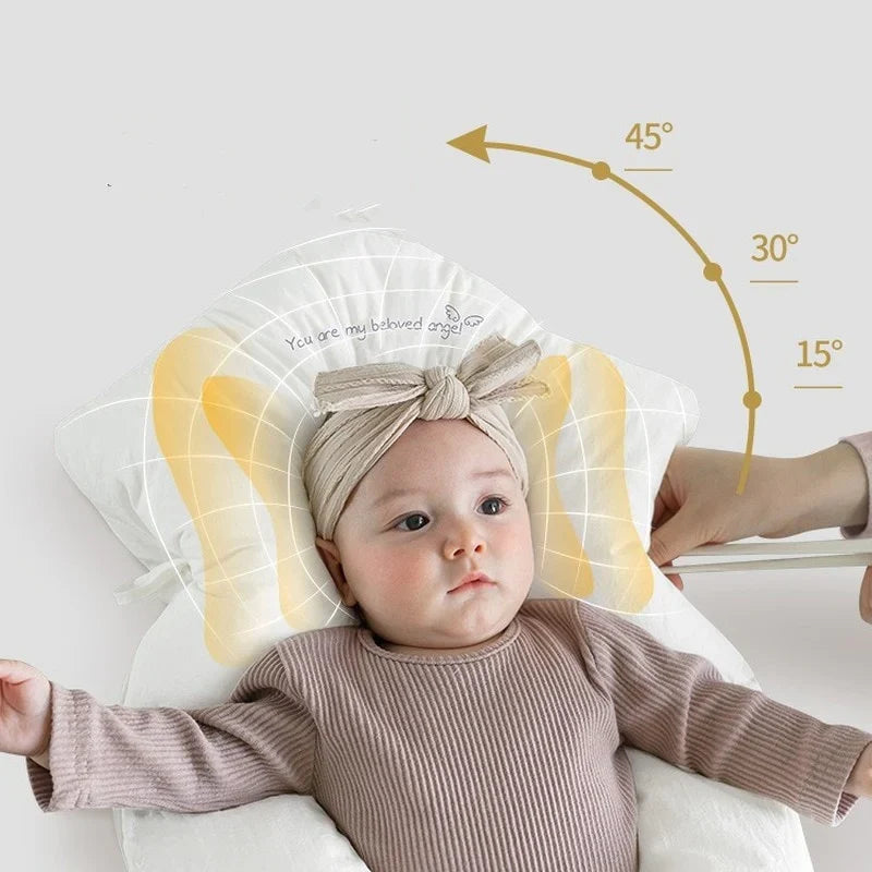 Baby Pillow Ergonomic Head & Neck Support Breathable Cotton Cover