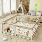 Baby Playpen Soft Padded Sides Foldable Animal Print