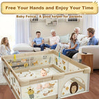 Baby Playpen Soft Padded Sides Foldable Animal Print
