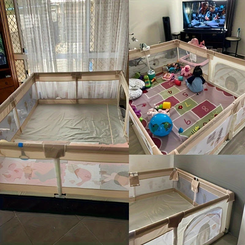 Baby Playpen Soft Padded Sides Foldable Animal Print