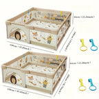 Baby Playpen Soft Padded Sides Foldable Animal Print