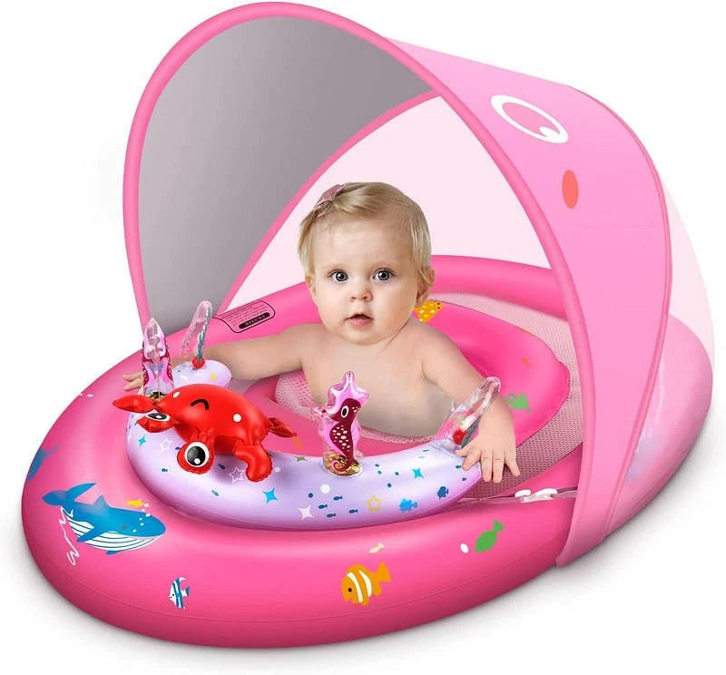 Baby Pool Float UPF 50 Canopy Dual Air Chambers
