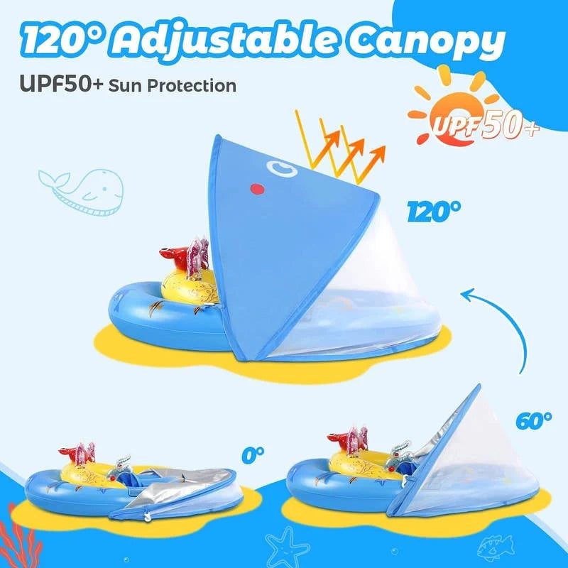 Baby Pool Float UPF 50 Canopy Dual-Chamber Stability