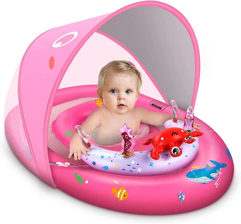 Baby Pool Float UPF 50 Canopy Dual-Chamber Stability