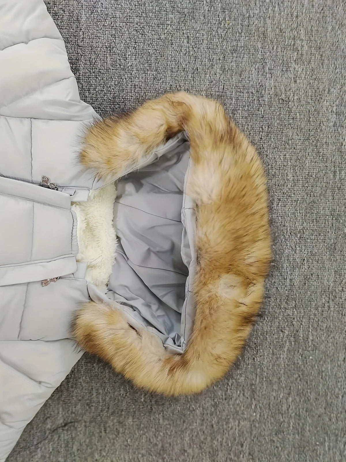 Baby Quilted Romper Faux Fur Hood & Hand Warmers