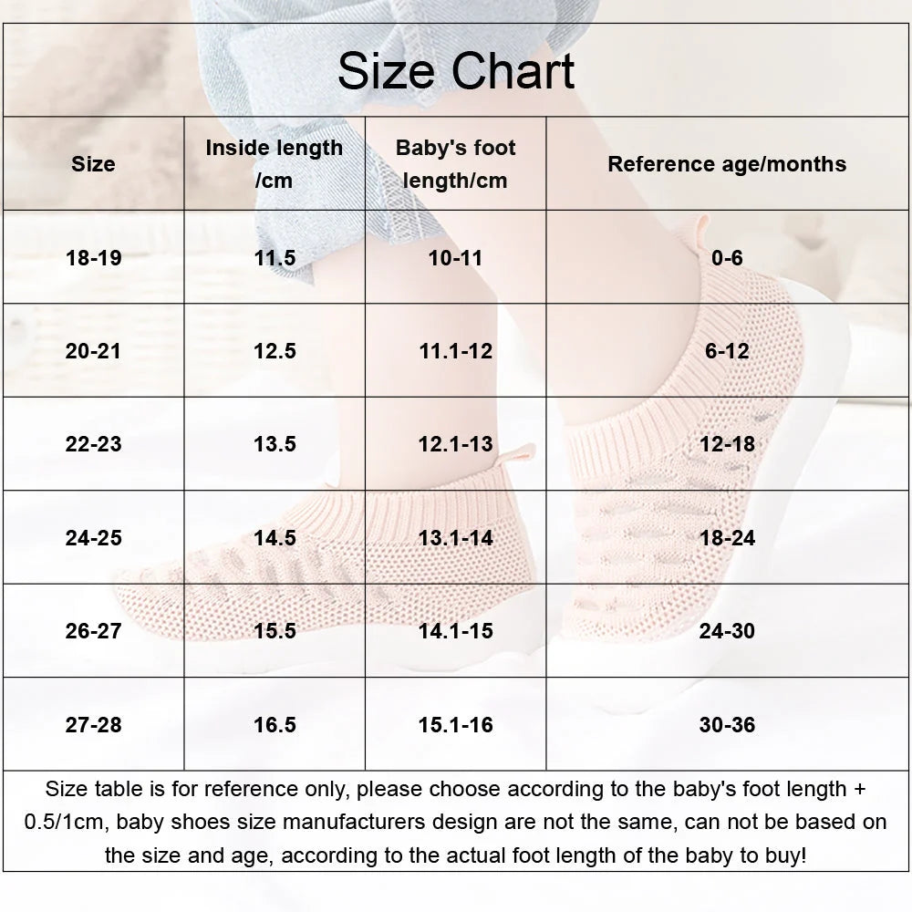 Baby Shoe Socks Non-Slip TPR Sole & Breathable Mesh
