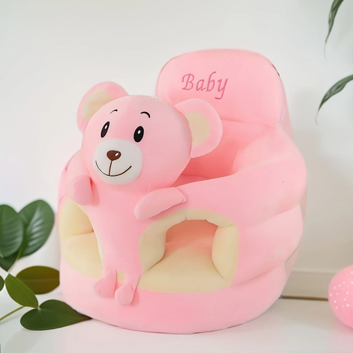 Baby Sitting Chair Plush Sturdy Backrest Washable Cover
