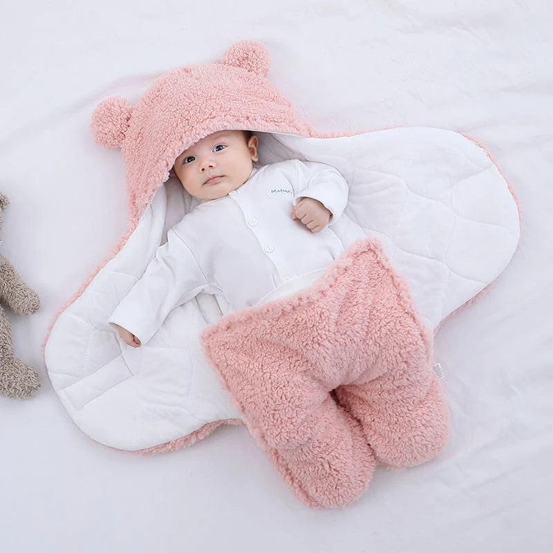 Baby Sleeping Sack Sherpa Fleece & Quilted Cotton Swaddle Wings