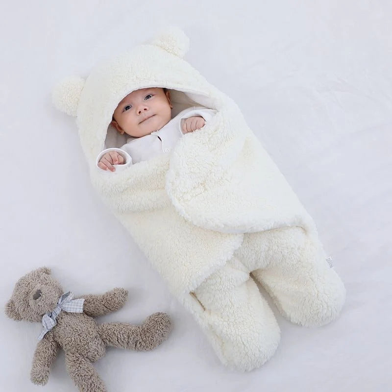 Baby Sleeping Sack Sherpa Fleece & Quilted Cotton Swaddle Wings