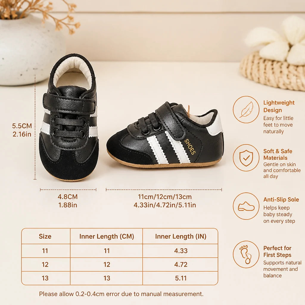 Baby Sneakers Soft Flexible Sole Hook-And-Loop Strap