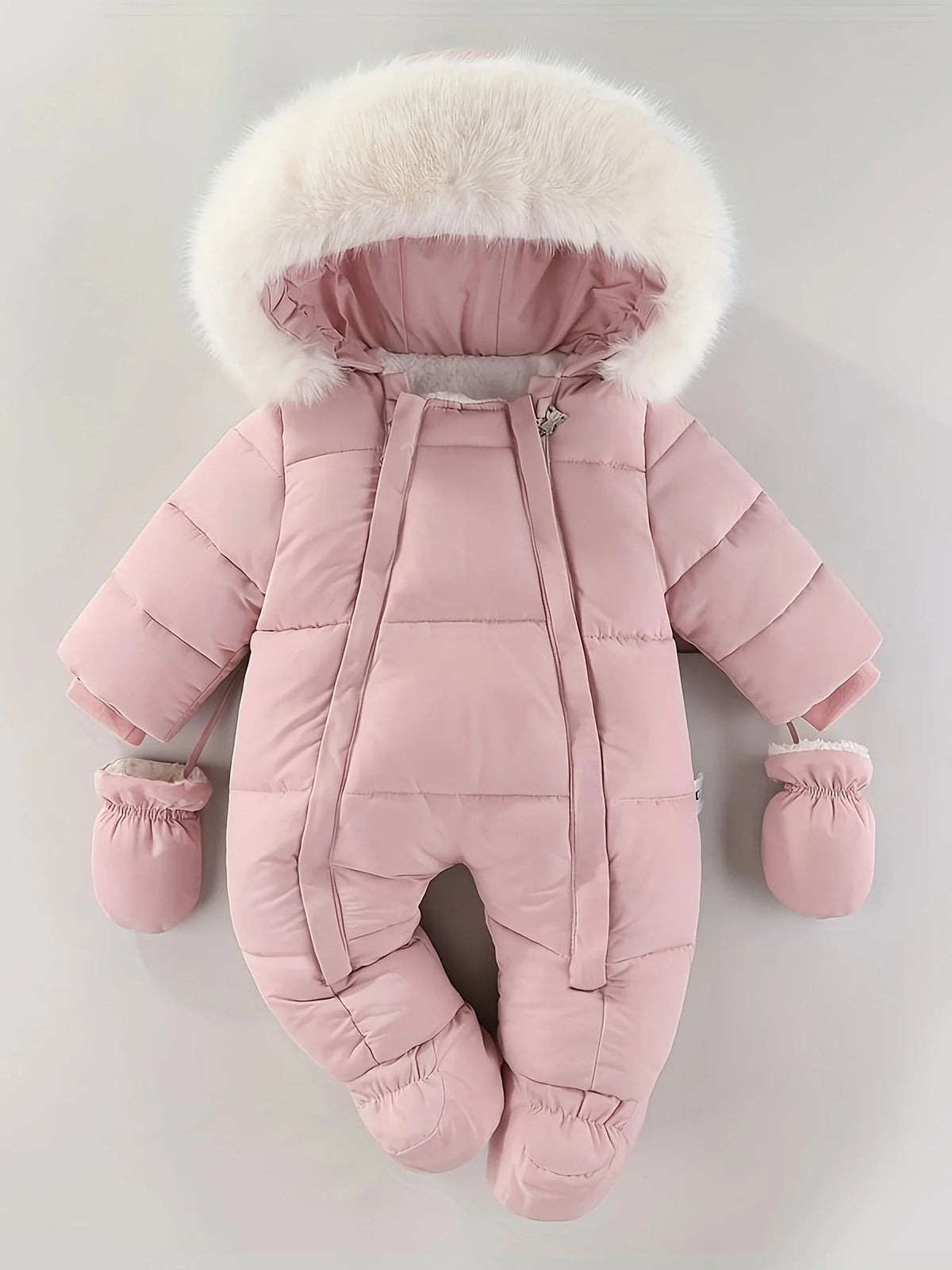 Baby Snowsuit Insulated Faux Fur Hood & Hand Warmers