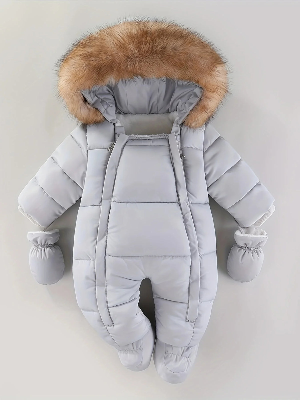 Baby Snowsuit Insulated Faux Fur Hood & Hand Warmers