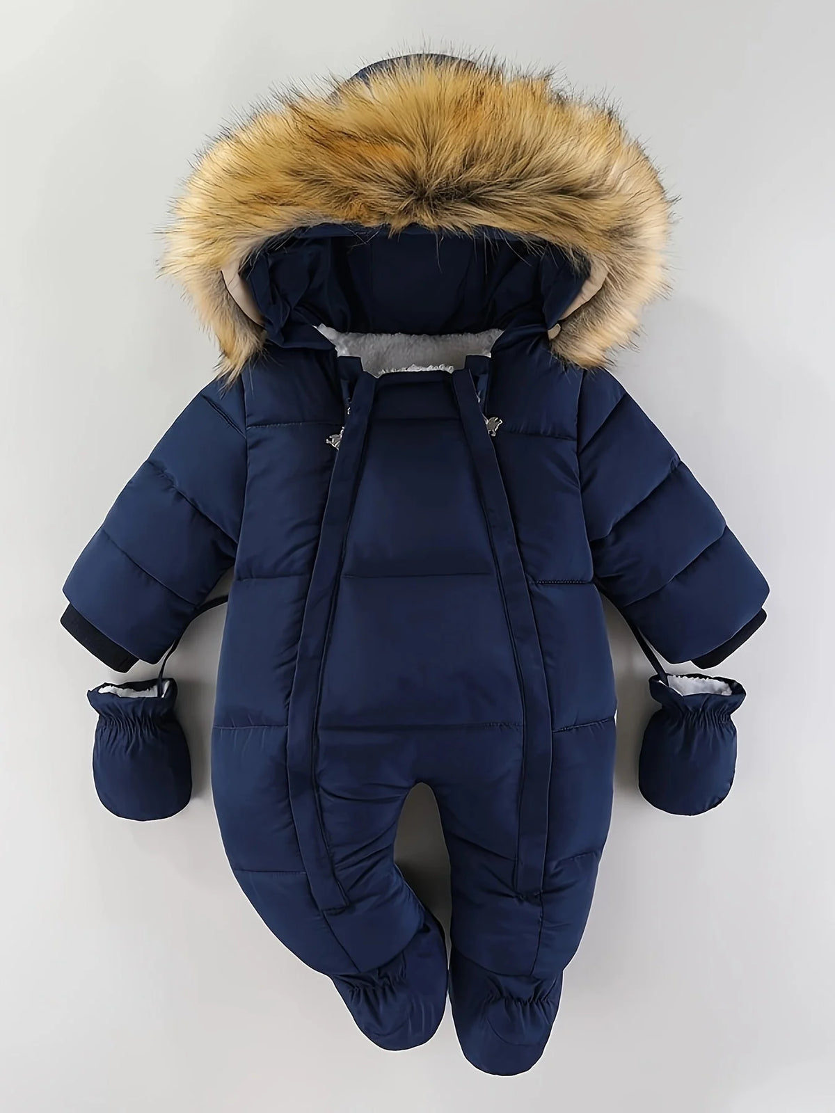 Baby Snowsuit Insulated Faux Fur Hood & Hand Warmers